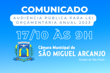Câmara Municipal convida a população são-miguelense para participar da Audiência Pública da Lei Orçamentária Anual (LOA)