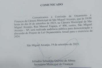 Prefeitura realiza audiência pública sobre Lei Orçamentária Anual (LOA) 2024