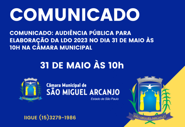 Câmara Municipal convida à população para a participação da elaboração da LDO 2023