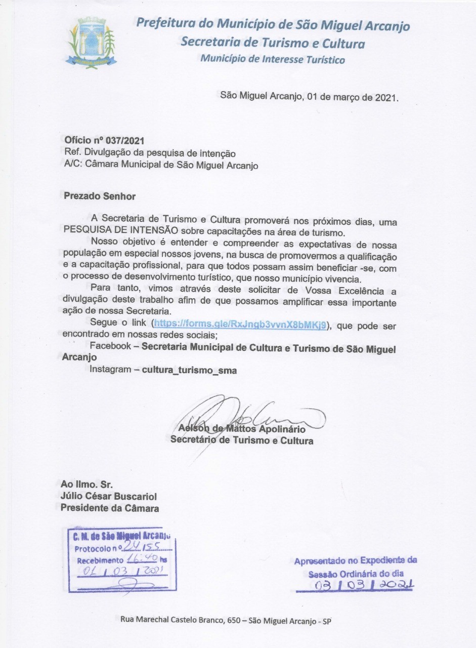 Secretaria Municipal de Turismo e Cultura de São Miguel Arcanjo realiza pesquisa para capacitação do setor turistico