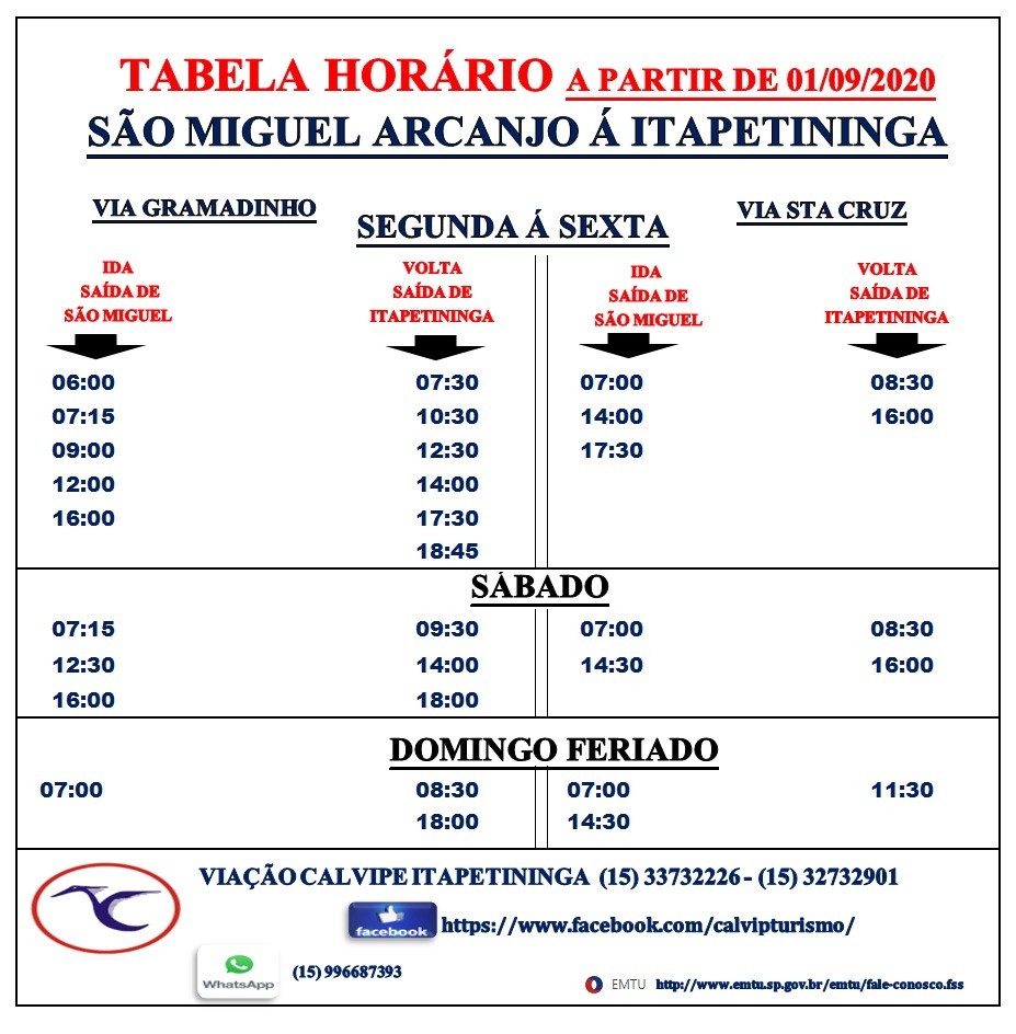 Ônibus intermunicipais voltam a circular em horário normal a partir de setembro em São Miguel Arcanjo