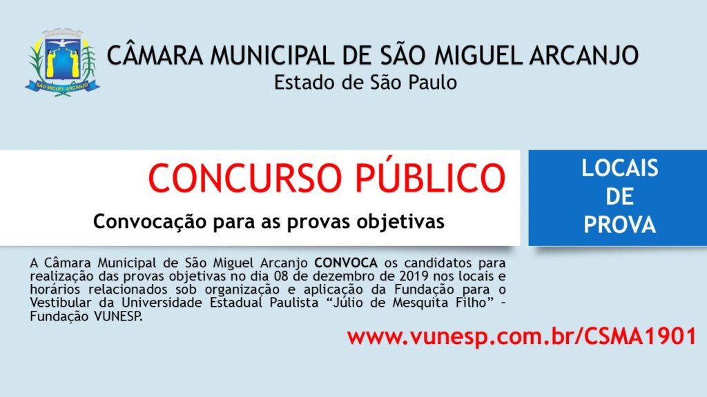 Convocação para as provas objetivas