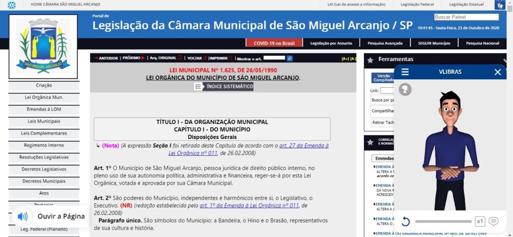 Portal de Leis da Câmara passa a ter acessibilidade em Libras e Áudio